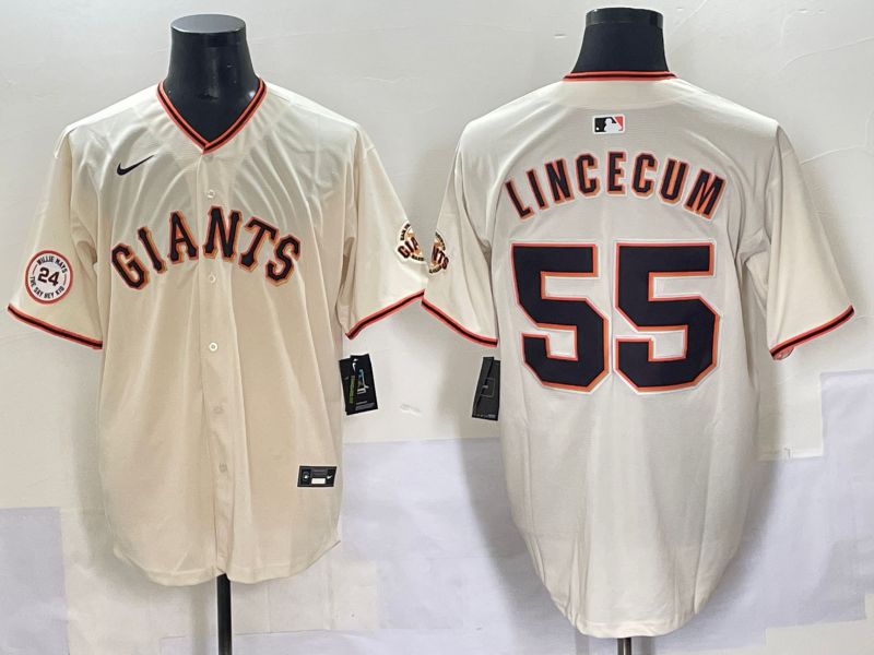 Men 2025 San Francisco Giants 55 Lincecum Cream Game Nike MLB Jersey style 5